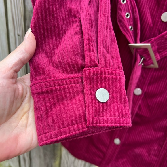 SUGARLIPS Corduroy Shirt Dress in Red Merlot Women’s XS NWT NEW - Picture 6 of 13